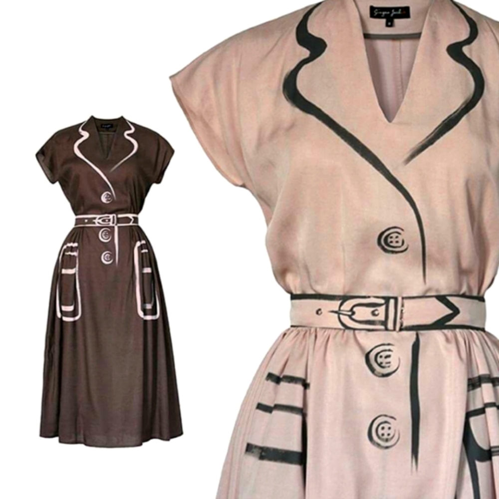 Ginger Jackie Tailor Vintage 50s New Look Pinup Dress Size 38/6